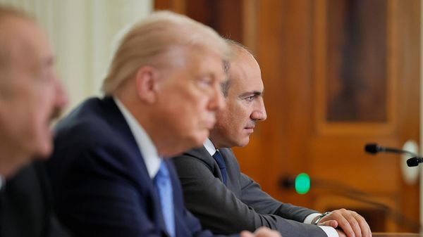 Церемония трехстороннего подписания лидеров Армении, Азербайджана и США Никола Пашиняна, Ильхама Алиева и Дональда Трампа в Белом доме (8 августа 2025). Вашингтон - Sputnik Армения