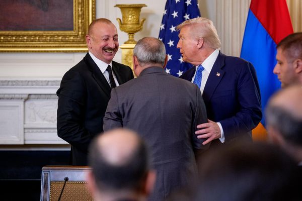 Церемония трехстороннего подписания лидеров Армении, Азербайджана и США Никола Пашиняна, Ильхама Алиева и Дональда Трампа в Белом доме - Sputnik Армения
