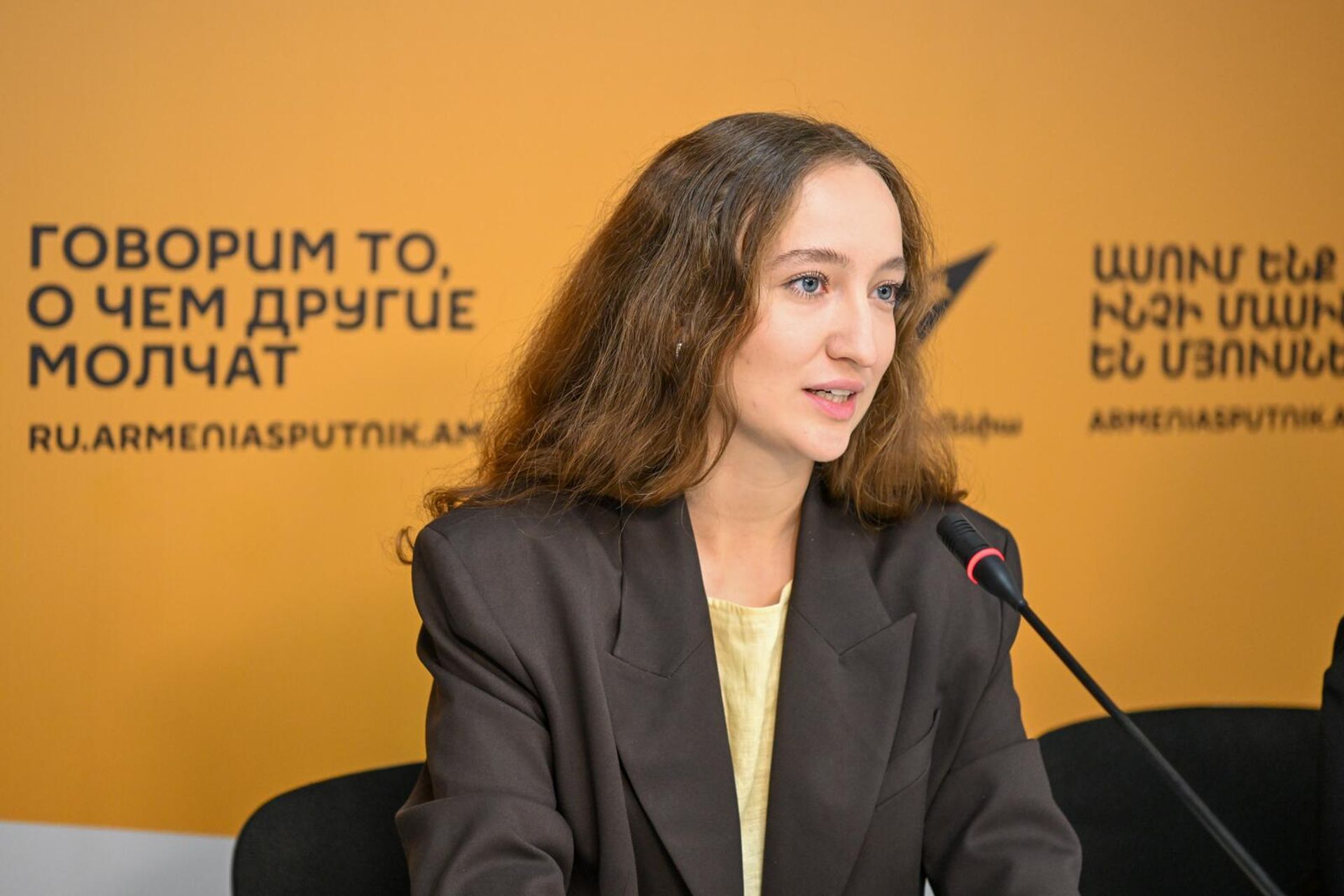 Айгуль Шамсутдинова на пресс-конференции Обучение в России. Сколько мест и в каких вузах выделено правительством РФ Армении (23 сентября 2025). Еревaн - Sputnik Արմենիա, 1920, 23.09.2025