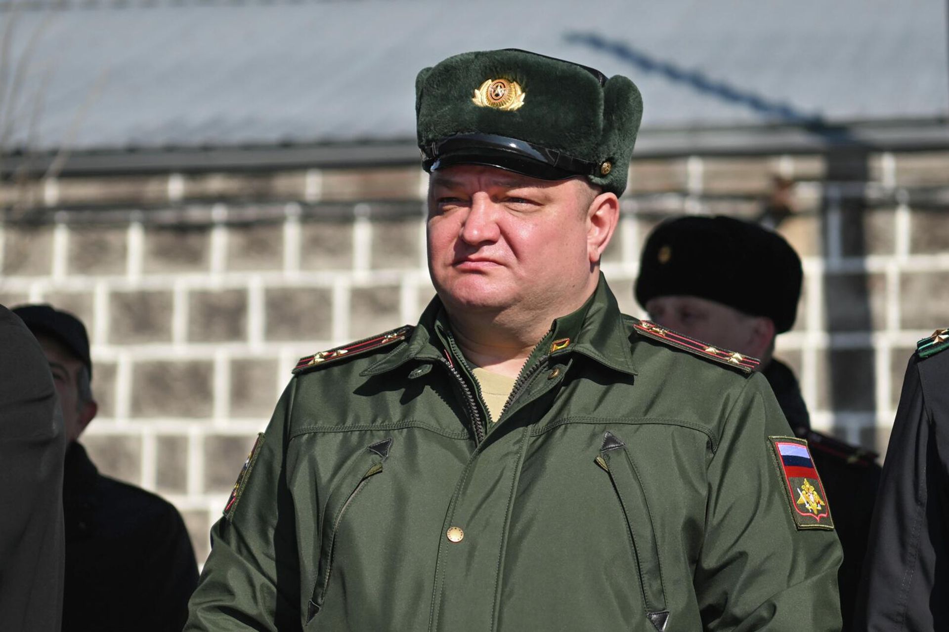 Командующий 102-й военной базой Вооруженных Сил РФ полковник Андрей Юдаков на праздновании Дня защитника Отечества на территории 102-й военной базы ВС РФ (23 февраля 2026). Гюмри - Sputnik Արմենիա, 1920, 23.02.2026