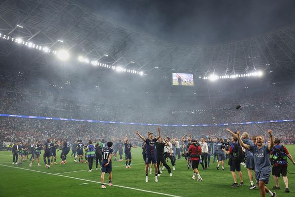 ПСЖ празднует победу после серии пенальти в финале Лиги чемпионов УЕФА между &quot;Пари Сен-Жермен&quot; и &quot;Арсеналом&quot; (30 мая 2026). Будапешт - Sputnik Армения