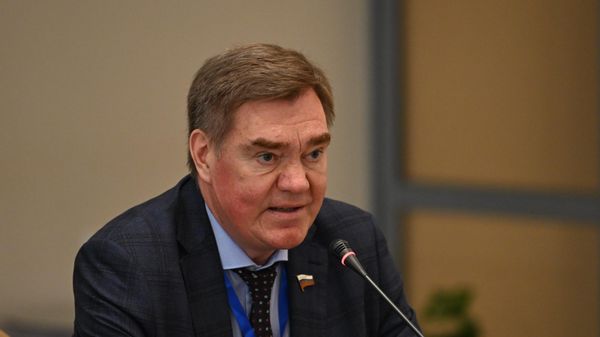 Александр Савин во время совместной пресс-конференции Миссии наблюдателей Межпарламентской Ассамблеи СНГ и Миссии наблюдателей СНГ (8 июня 2026). Еревaн - Sputnik Армения