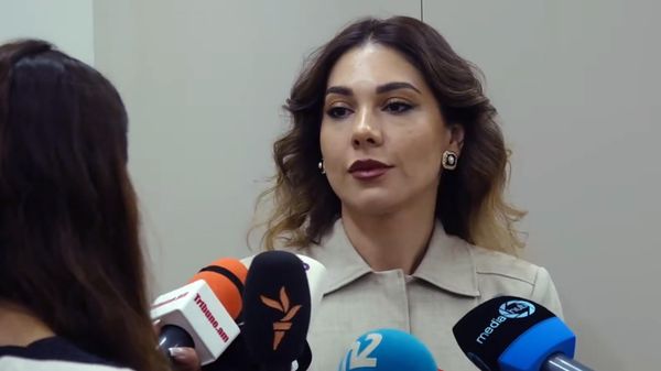 Србуи Галян общается с прессой на тему новой Конституции (10 июня 2026). Еревaн - Sputnik Армения