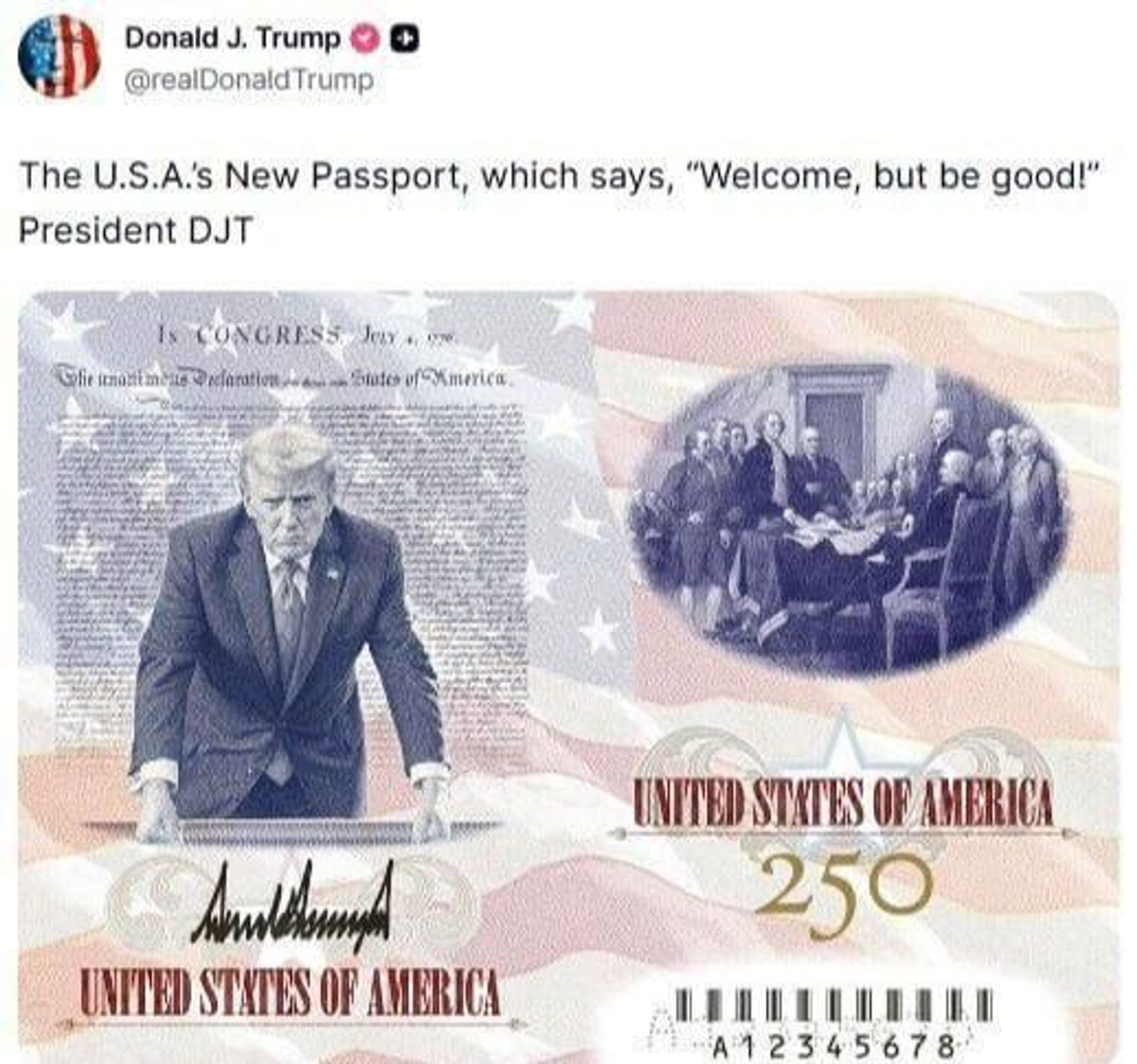 Скриншот нового паспорта США - Sputnik Армения, 1920, 27.06.2026