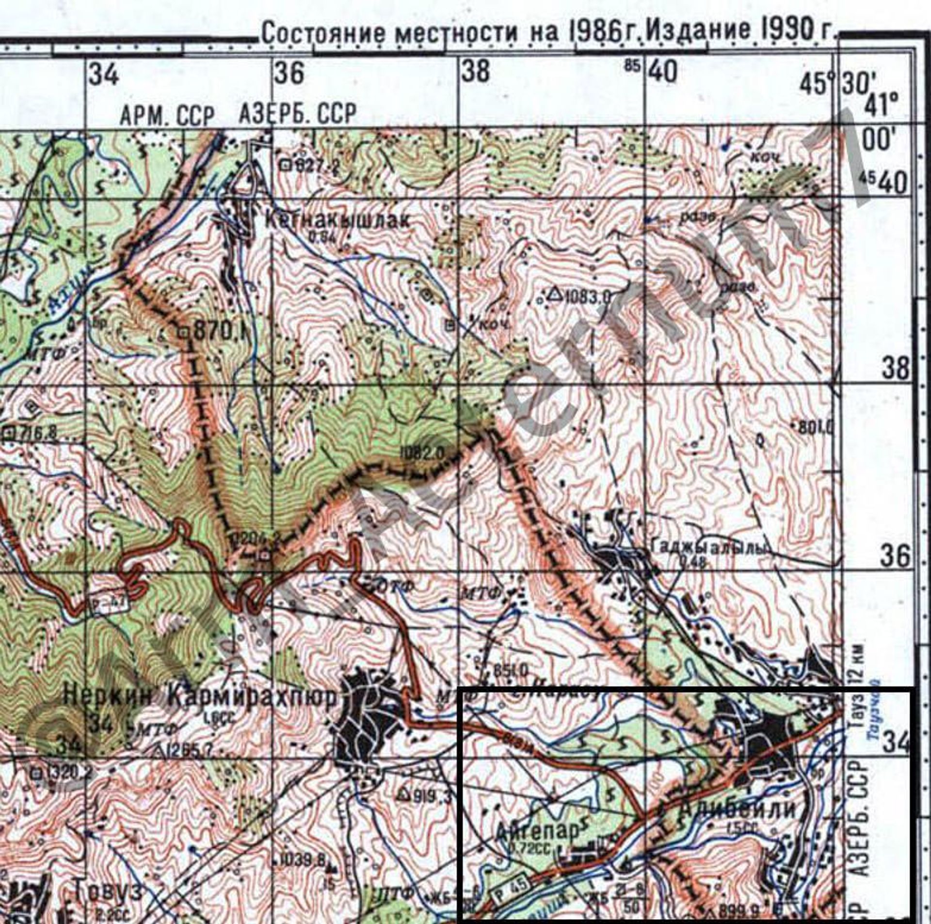 Фрагмент карты ГШ ВС СССР, издание 1990 г. - Sputnik Արմենիա, 1920, 17.09.2026