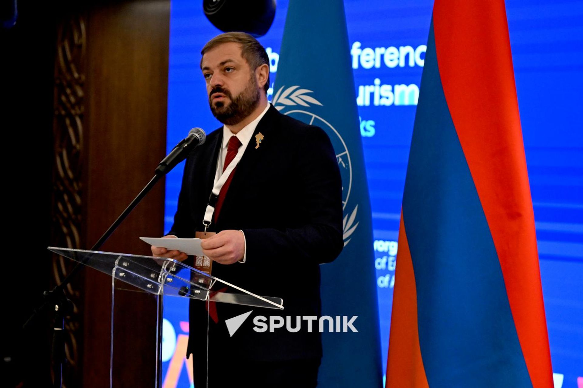 Министр экономики Геворг Папоян на международной конференции по медицинскому туризму (22 сентября 2026). Еревaн - Sputnik Армения, 1920, 22.09.2026