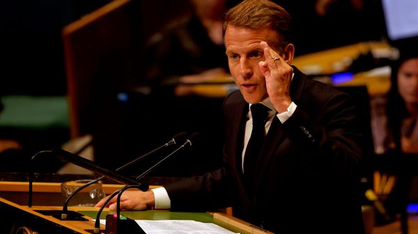 Президент Франции Эммануэль Макрон выступает на 81-й сессии Генеральной Ассамблеи Организации Объединенных Наций в штаб-квартире ООН (22 сентября 2026). Нью-Йорк - Sputnik Армения