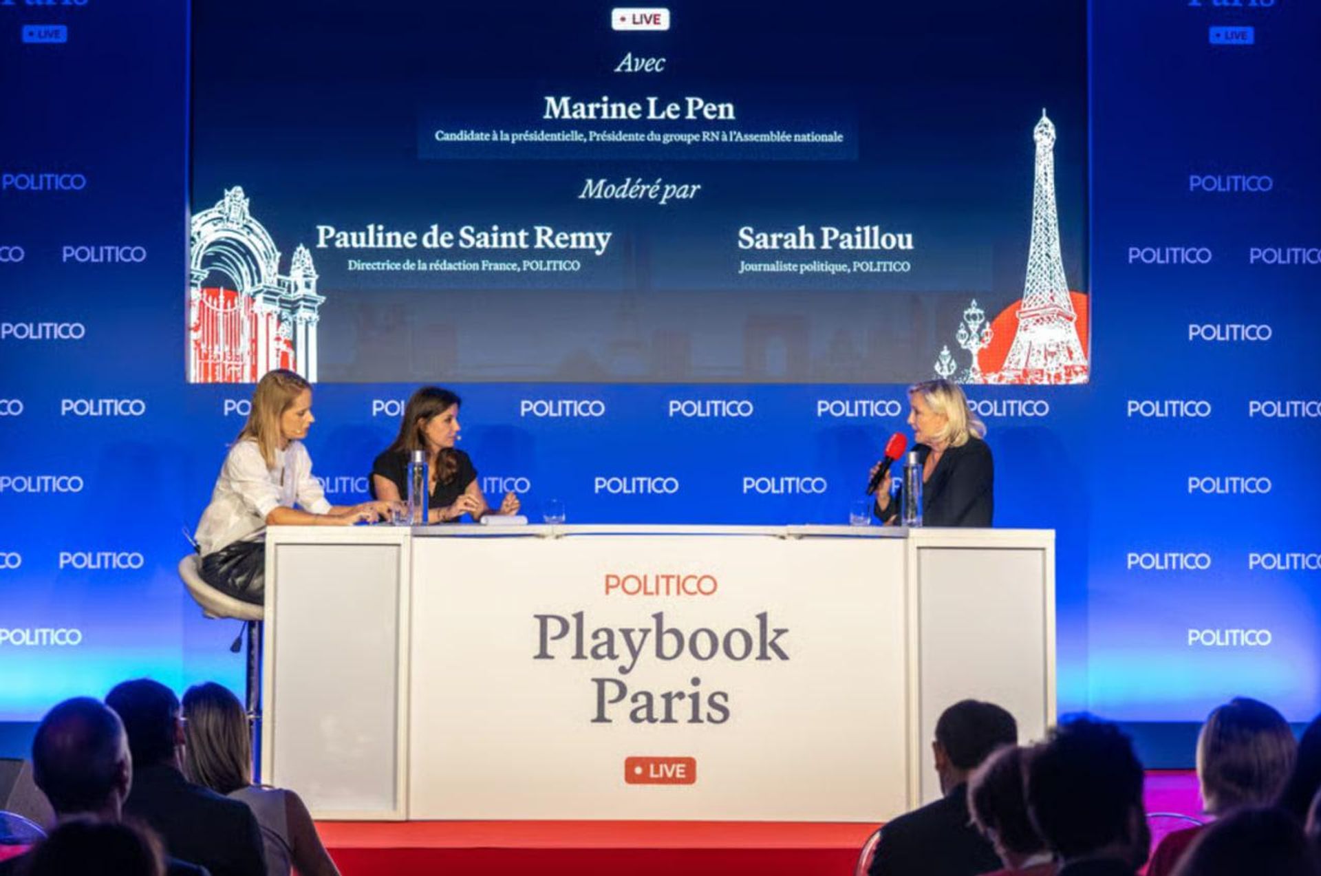 Марин Ле Пен выступает на мероприятии Paris Playbook Live (24 сентября 2026). Париж - Sputnik Армения, 1920, 25.09.2026