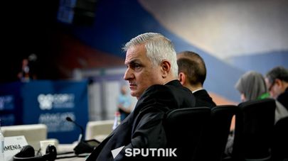 Вице-премьер Мгер Григорян в зале во время Саммита лидеров в преддверии Конференции ООН по биоразнообразию COP17 (16 октября 2026). Еревaн