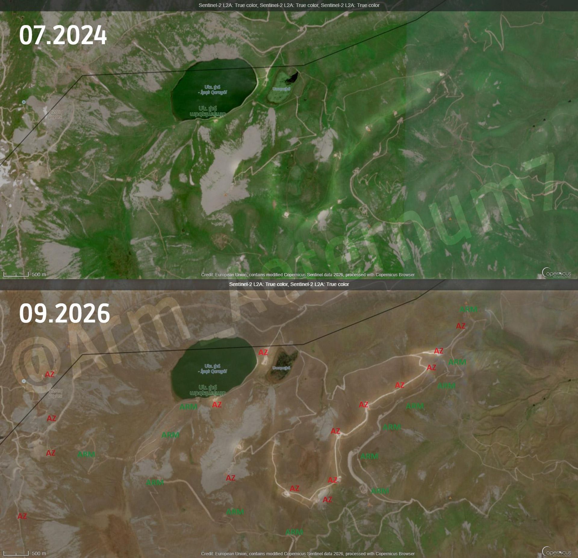 Инженерные работы ВС Азербайджана в районе озера Сев лич в 2024-2026 гг. - Sputnik Արմենիա, 1920, 31.10.2026