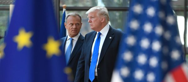 Председатель ЕС Дональд Туск и Президент США Дональд Трамп (25 мая 2017). Брюссель, Бельгия - Sputnik Армения