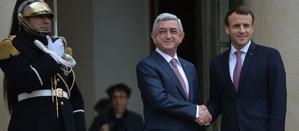 Президенты Франции и Армении Эммануэль Макрон и Серж Саргсян - Sputnik Արմենիա