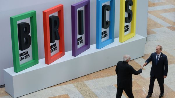 Церемония приветствия Президентом Российской Федерации Владимиром Путиным лидеров БРИКС - Sputnik Армения