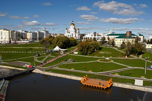 Вид на центральную часть города с аттракциона Колесо обозрения в Саранске - Sputnik Армения