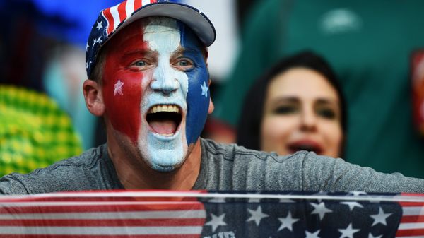 Болельщик сборной США в матче 1/8 финала чемпионата мира по футболу Бельгия - США (1 июля 2014). Сальвадов, Бразилия - Sputnik Армения