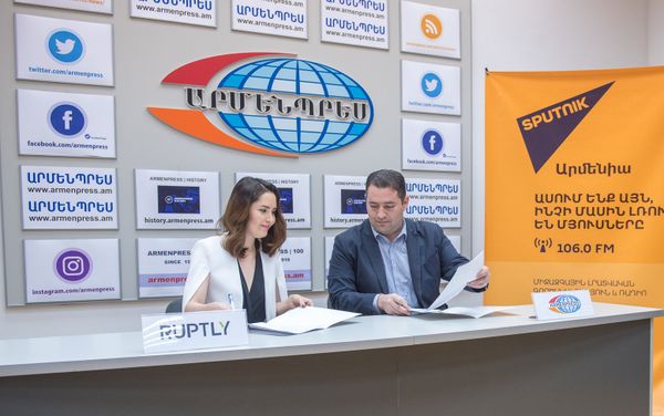 ԶԼՄ-ների համար նախատեսված SputnikPro նախագծի շրջանակում «Արմենպրես» լրատվական գործակալությունն իր վիդեոբովանդակությունը միջազգային առումով ավելի համադրելի դարձնելու նպատակով համագործակցության համաձայնագիր ստորագրեց «Ruptly» լրատվական վիդեոգործակալության հետ - Sputnik Արմենիա