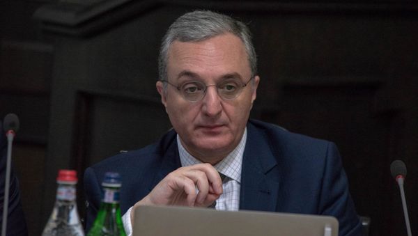 Министр иностранных дел Армении Зограб Мнацаканян на заседании правительства (17 мая 2018). Еревaн - Sputnik Армения