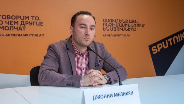Джонни Меликян во время видеомоста Тбилиси-Ереван, посвященному анализу перспектив армяно-грузинского сотрудничества - Sputnik Армения