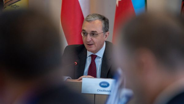 Министр иностранных дел Армении Зограб Мнацаканян на 38-ом заседании глав МИД ОЧЭС (27 июня 2018). Еревaн - Sputnik Армения