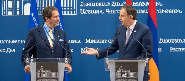 Генсек ОЧЭС Майкл Христидис и заместитель министра иностранных дел Армении Карен Назарян - Sputnik Армения