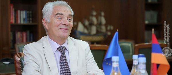Глава делегации ЕС Петр Свитальски на приеме у министра обороны Армении Давида Тонояна (10 июля 2018). Еревaн Глава делегации ЕС Петр Свитальски на приеме у министра обороны Армении Давида Тонояна (10 июля 2018). Еревaн - Sputnik Армения