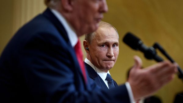 Встреча Президентов России и США Владимира Путина и Дональда Трампа в президентском дворце (16 июля 2018). Хельсинки - Sputnik Արմենիա