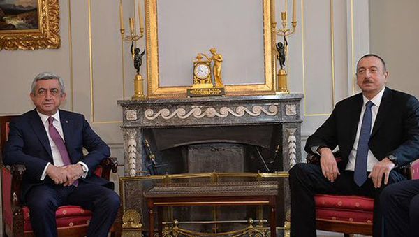 Встреча президентов Армении и Азербайджана Сержа Саргсяна и Ильхама Алиева - Sputnik Армения