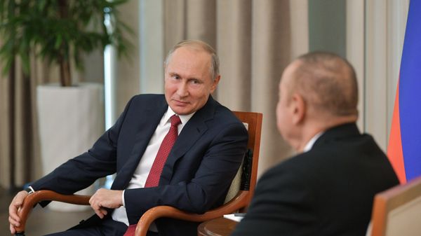 Встреча президентов России и Азербайджана Владимира Путина и Ильхама Алиева (27 сентября 2018). Бакy Встреча президентов России и Азербайджана Владимира Путина и Ильхама Алиева (27 сентября 2018). Бакy - Sputnik Армения