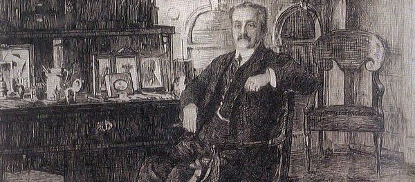 Князь Семен Семенович Абамелек-Лазарев в своем кабинете в Санкт-Петербурге. Фрагмент эстампа XX в. Князь Семен Семенович Абамелек-Лазарев в своем кабинете в Санкт-Петербурге. Фрагмент эстампа XX в. - Sputnik Армения