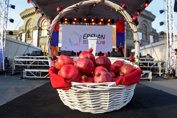 Корзина с гранатами в городке Франкофонии - Sputnik Արմենիա