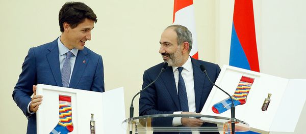 Официальный ужин в честь официального визита Джастина Трюдо в Армению в резиденции премьер-министра Армении (12 октября 2018). Еревaн - Sputnik Արմենիա