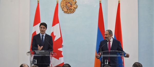 Брифинг премьер-министров Армении и Канады Никола Пашиняна и Джастина Трюдо (13 октября 2018). Еревaн - Sputnik Արմենիա