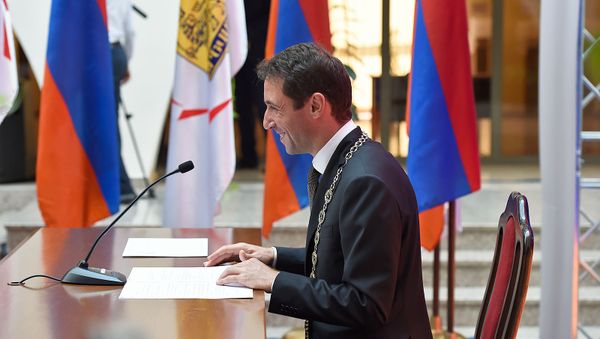 Мэр Еревана Айк Марутян на инаугурации (13 октября 2018). Еревaн - Sputnik Армения