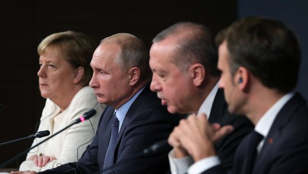 Ангела Меркель, Владимир Путин, Реджеп Тайип Эрдоган, Эммануэль Макрон - Sputnik Армения