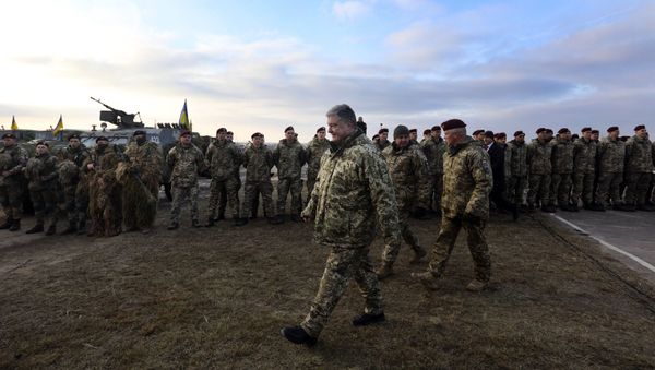 Президент Украины Петр Порошенко посетил тактические учения десантно-штурмовых войск в Житомирской области (21 ноября 2018). Украина - Sputnik Армения