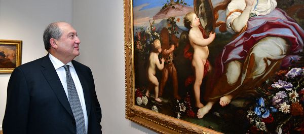 Президент Армен Саркисян с супругой посетили выставку Берлинская школа: Итальянское барокко в Национальной галерее Армении (6 декабря 2018). Еревaн - Sputnik Армения