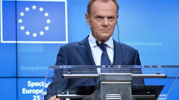 Председатель Европейского совета Дональд Туск на пресс-конференции по итогам внеочередного саммита ЕС (25 ноября 2018). Брюссель - Sputnik Армения