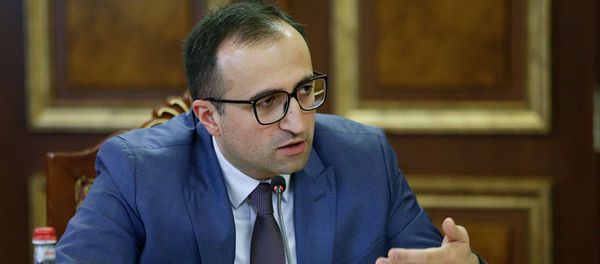 И.о. министра здравоохранения Арсен Торосян на совещании об увеличении объема генетических исследований в области здравоохранения и разработанном для этой цели проекте “Армянский геном” (19 декабря 2018). Еревaн - Sputnik Армения