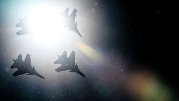 Истребители Су-30СМ пилотажной группы Русские Витязи во время празднования 80-летия Центра показа авиационной техники им. Кожедуба на аэродрома Кубинка в Московской области Истребители Су-30СМ пилотажной группы Русские Витязи во время празднования 80-летия Центра показа авиационной техники им. Кожедуба на аэродрома Кубинка в Московской области - Sputnik Армения