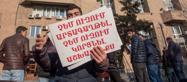 Участник акции протеста у здания Министерства здравоохранения Армении (11 января 2019). Еревaн Участник акции протеста у здания Министерства здравоохранения Армении (11 января 2019). Еревaн - Sputnik Армения