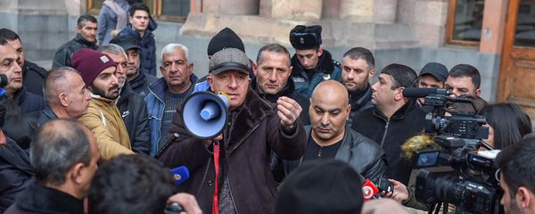 Акция протеста автодилеров перед зданием правительства (17 января 2019). Еревaн - Sputnik Армения