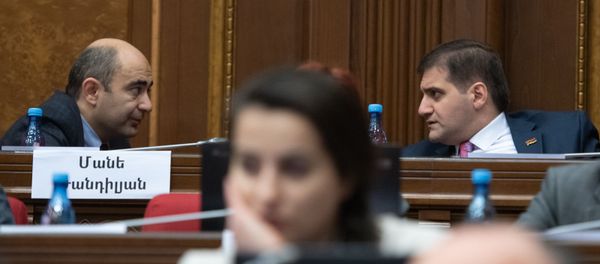 Эдмон Марукян и Арман Бабаджанян на заседании Парламента (18 января 2019). Еревaн Эдмон Марукян и Арман Бабаджанян на заседании Парламента (18 января 2019). Еревaн - Sputnik Արմենիա