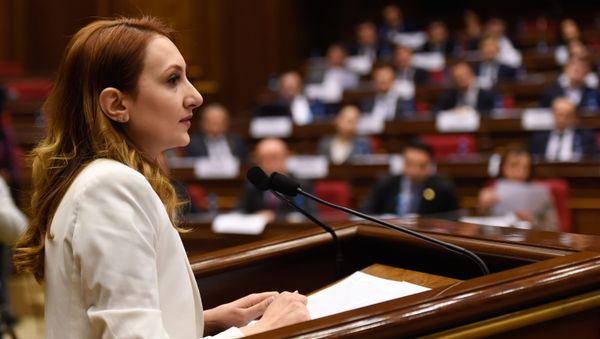Выступление руководителя фракции Мой Шаг Лилит Макунц на заседании парламента Армении (15 января 2019). Еревaн - Sputnik Արմենիա