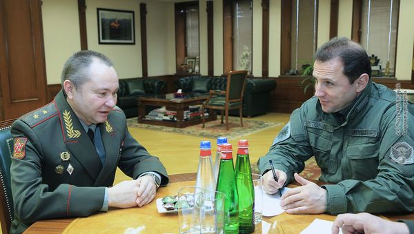 Министр обороны Давид Тоноян принял новоназначенного заместителя командира ЮВО, генерал-лейтенанта Алексея Авдеева и военного атташе посольства России, полковника Андрея Грищука (29 января 2019). Еревaн - Sputnik Արմենիա