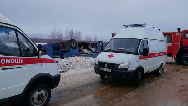 На месте ДТП с автобусом в Калужской области. 3 февраля 2019 - Sputnik Արմենիա