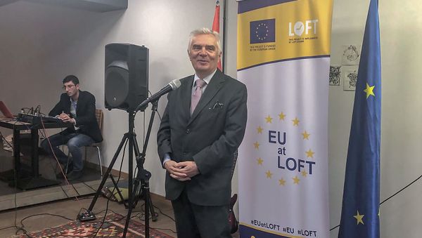 Глава представительства Еврокомиссии в Армении Петр Свитальский на открытии программы «EU at LOFT in Gyumri» (9 февраля 2019). Гюмри - Sputnik Армения