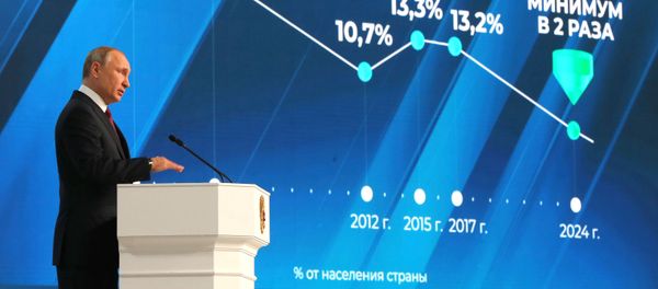 Президент России Владимир Путин выступает с ежегодным посланием Федеральному Собранию (20 февраля 2019). Москвa - Sputnik Армения