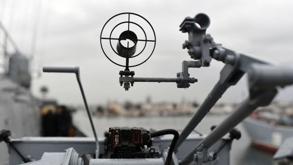 Прицел крупнокалиберного 14,5-мм пулемета на новейшем малом ракетном корабле - Sputnik Армения
