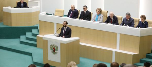 Выступление спикера НС Армении Арарата Мирзояна на заседании Совета Федерации России (27 февраля 2019). Москва - Sputnik Армения