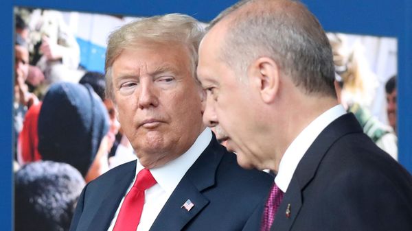 Президенты США и Турции Дональд Трамп и Реджеп Тайип Эрдоган на саммите НАТО (11 июля 2018). Брюссель - Sputnik Армения